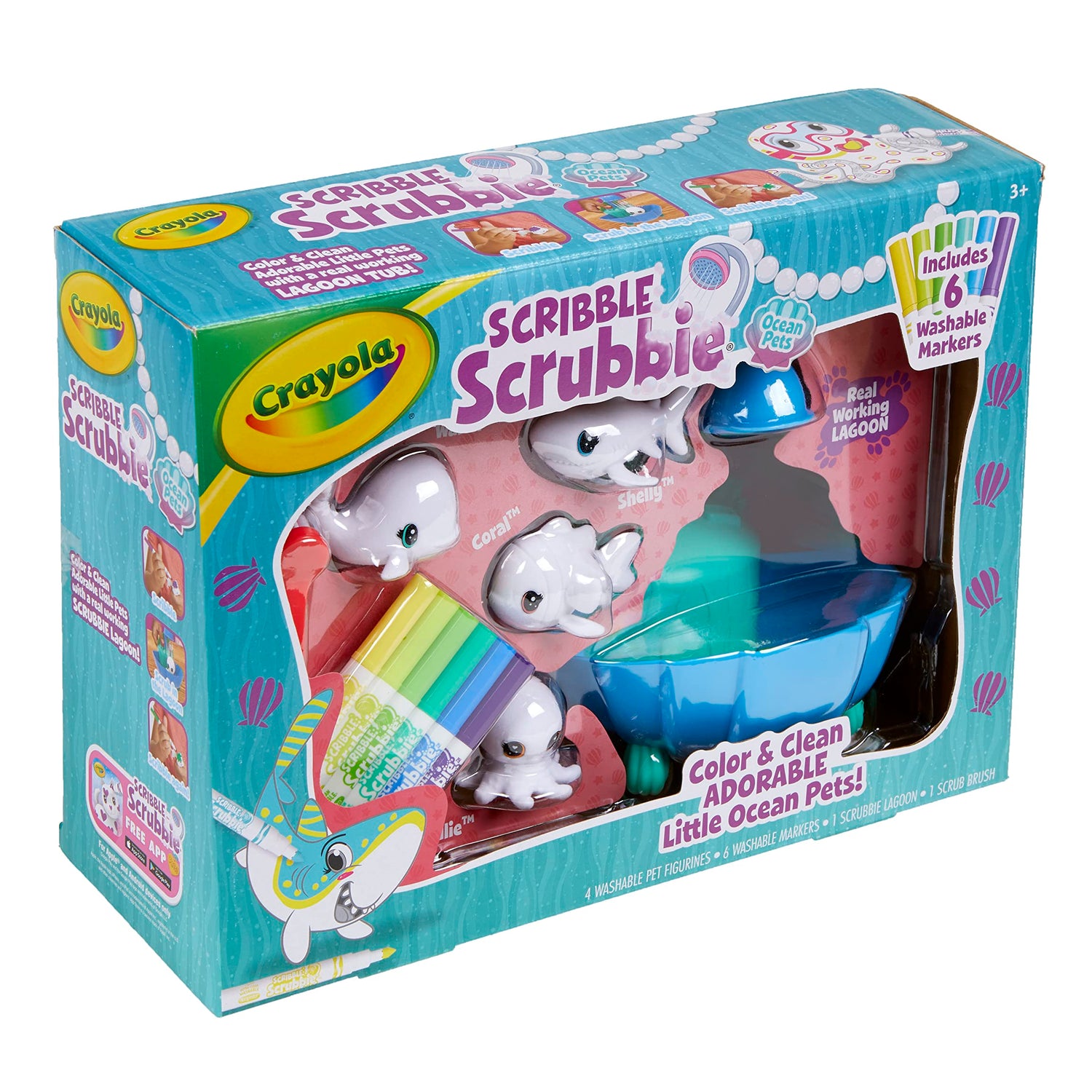 Crayola Scribble Scrubbie Pets Blue Lagoon Playset, Pet Toys For Girls & Boys, Gifts For Kids Ages 3+ Crayola