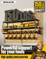 Spampur Power Tool Organizer for Tool Storage, Drill Holder Wall Mount with Charging Station, Tool Holder and Storage Rack for Garage Organization, Spampur