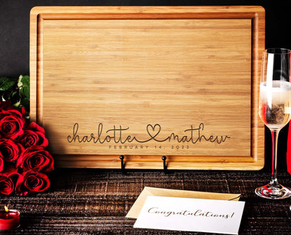 Personalized Wood Engraved Cutting Board - Customized Chopping Block - Unique Present for Wedding, Anniversary, Housewarming, Birthday, Holiday Gift