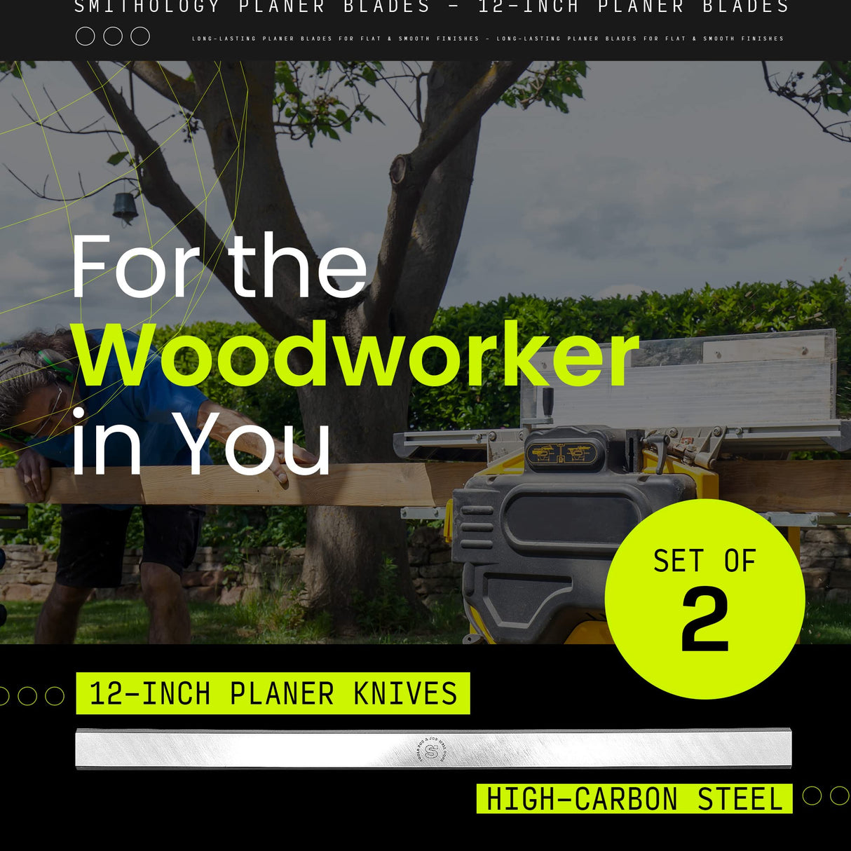 Smithology 12-Inch Planer Blades - for Delta Planer 22-540, 22-547, TP300, Double Edged Planer Knives, Made of High-Carbon Steel, Set of 2 Wood Smithology