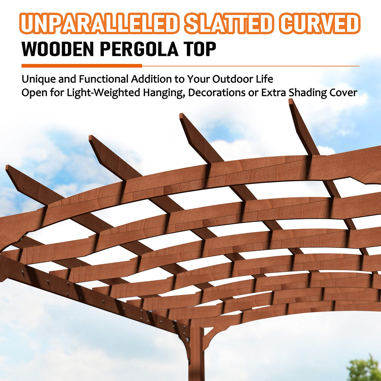 VEIKOU 10' x 12' Pergola, Patio Pergola with Solid Structure, Wood Cedar Pergolas and Gazebos with Arched Top for Deck Backyard Grill Party Garden VEIKOU