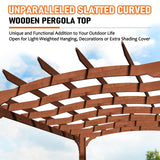 VEIKOU 10' x 12' Pergola, Patio Pergola with Solid Structure, Wood Cedar Pergolas and Gazebos with Arched Top for Deck Backyard Grill Party Garden VEIKOU