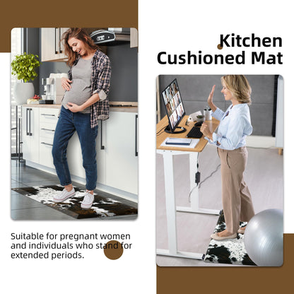 Tyrot Cowhide Kitchen Mat Cushioned Anti Fatigue - 1/2 Inch Thick Western Cow Kitchen Mats for Floor, Non Slip PVC Waterproof Standing Desk Ergonomic - WoodArtSupply