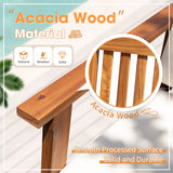 Devoko Patio Set 3 Piece Acacia Wood Outdoor Furniture Conversation Seat with Table & Cushions Porch Chairs for Balcony, Deck, Backyard, Beige Devoko