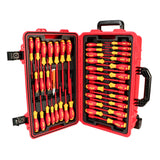 Wiha 32800 Insulated Tool Set with Screwdrivers, Nut Drivers, Pliers, Cutters, Ruler, Knife and Sockets in Rolling Tool Case, 10,000 Volt Tested and Wiha