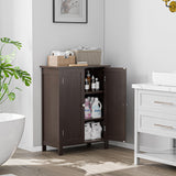 SUPER DEAL Modern Bathroom Floor Storage Cabinet with Adjustable Shelf and Double Door Rust Proof, Living Room Modern Home Furniture Storage SUPER DEAL