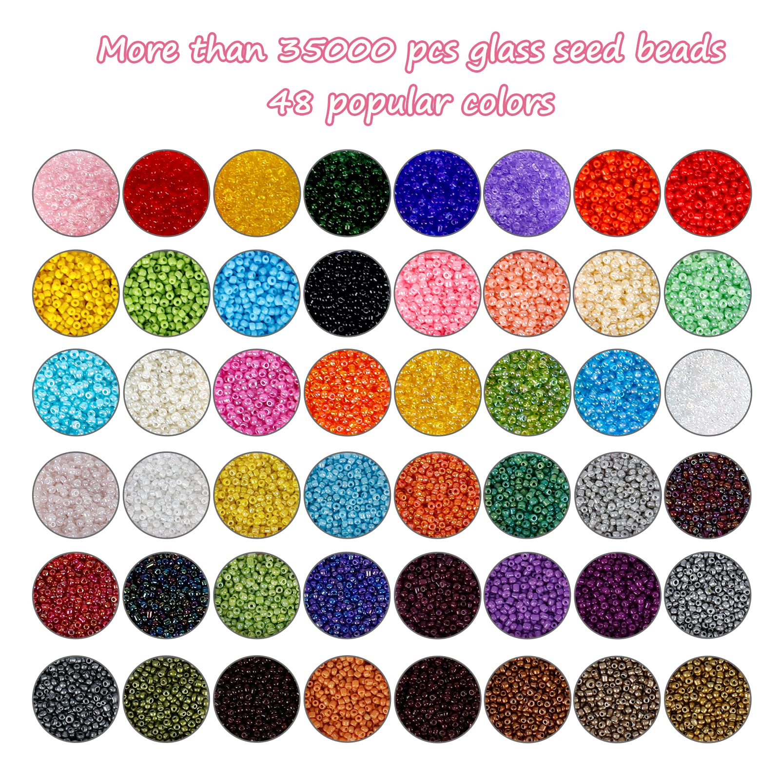 UOONY 35000pcs 2mm Glass Seed Beads for Jewelry Making Kit, 250pcs Alphabet Letter Beads, Tiny Beads Set for Bracelets Making, DIY, Art and Craft - WoodArtSupply