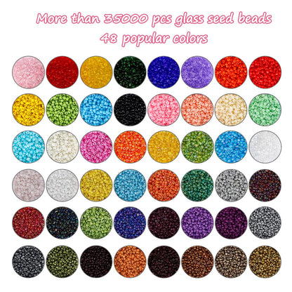 UOONY 35000pcs 2mm Glass Seed Beads for Jewelry Making Kit, 250pcs Alphabet Letter Beads, Tiny Beads Set for Bracelets Making, DIY, Art and Craft - WoodArtSupply