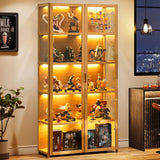 5-Tier Acrylic Glass Display Cabinet with Bamboo Frame – Versatile Storage for Books, Toys, and Collectibles idhhco