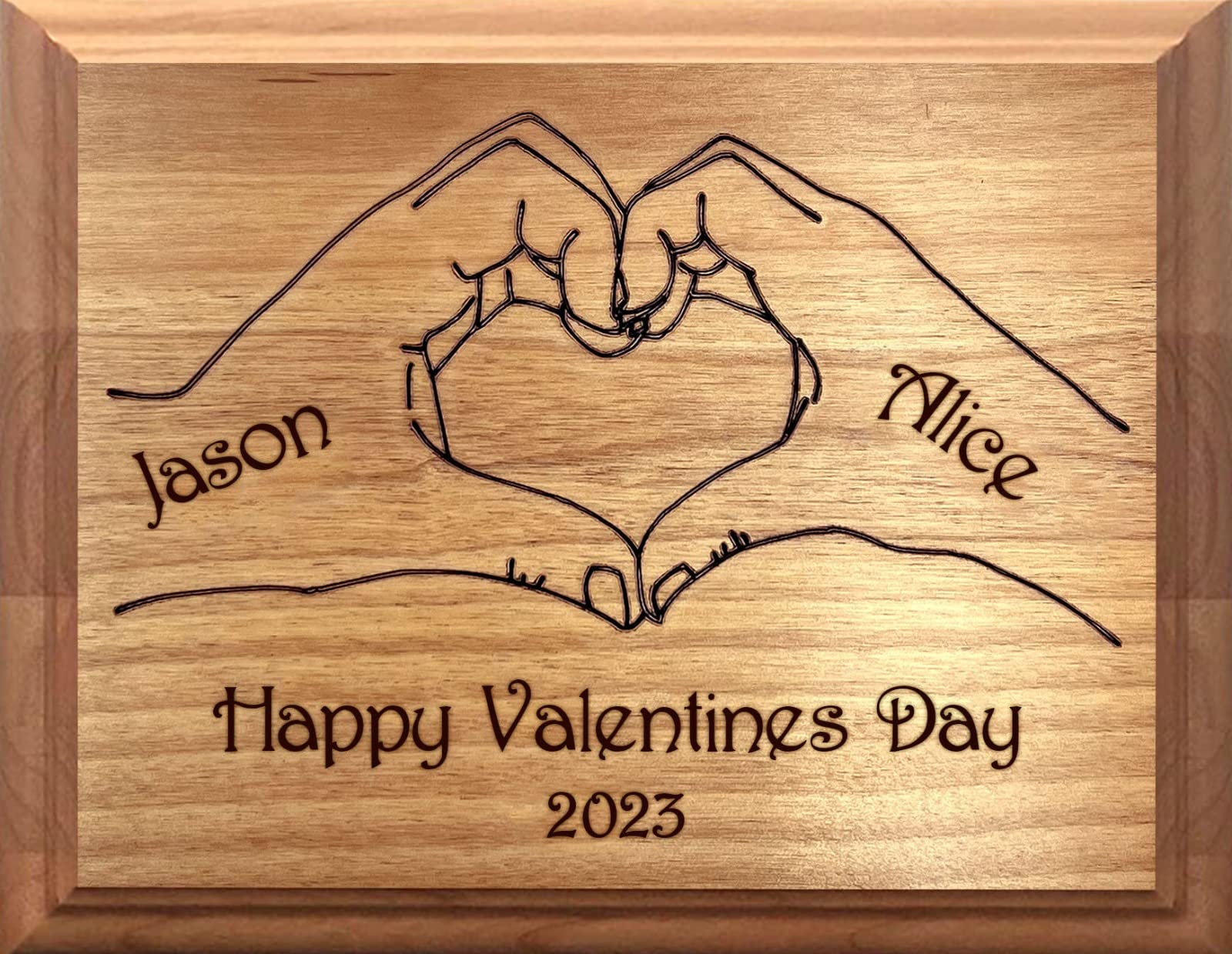 Personalized Wood Plaque with Heart Valentines Day - Wood Plaque Gift for Him Her Couple - WoodArtSupply