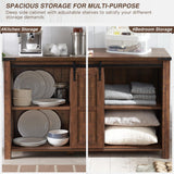 T4TREAM 60'' Farmhouse Buffet Cabinet with Sliding Barn Doors and 4 Drawers in Reclaimed Barnwood T4TREAM