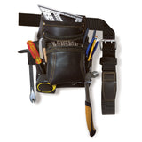 SITEGEAR 10-Pocket Carpenter's Top Grain Leather Nail and Tool Bag with Belt, Black (51-10113-TSB) SITEGEAR