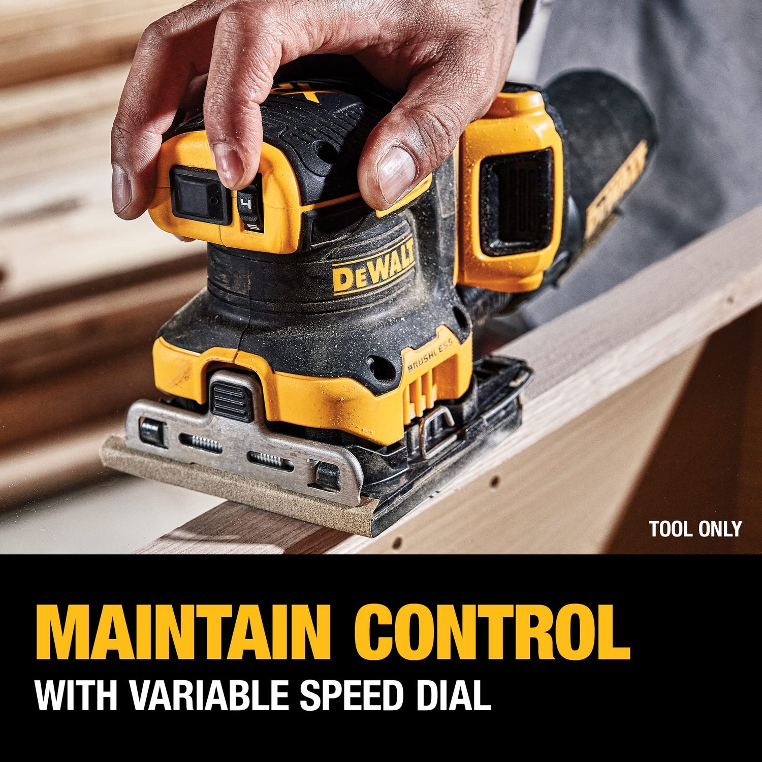DEWALT 20V MAX* XR Palm Sander, Sheet, Variable Speed, 1/4-Inch, Tool Only (DCW200B) DEWALT