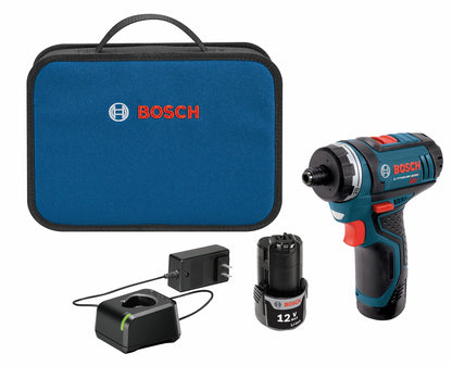 Bosch PS21-2A 12V Max 2-Speed Pocket Driver Kit with 2 Batteries, Charger and Case , Blue - WoodArtSupply