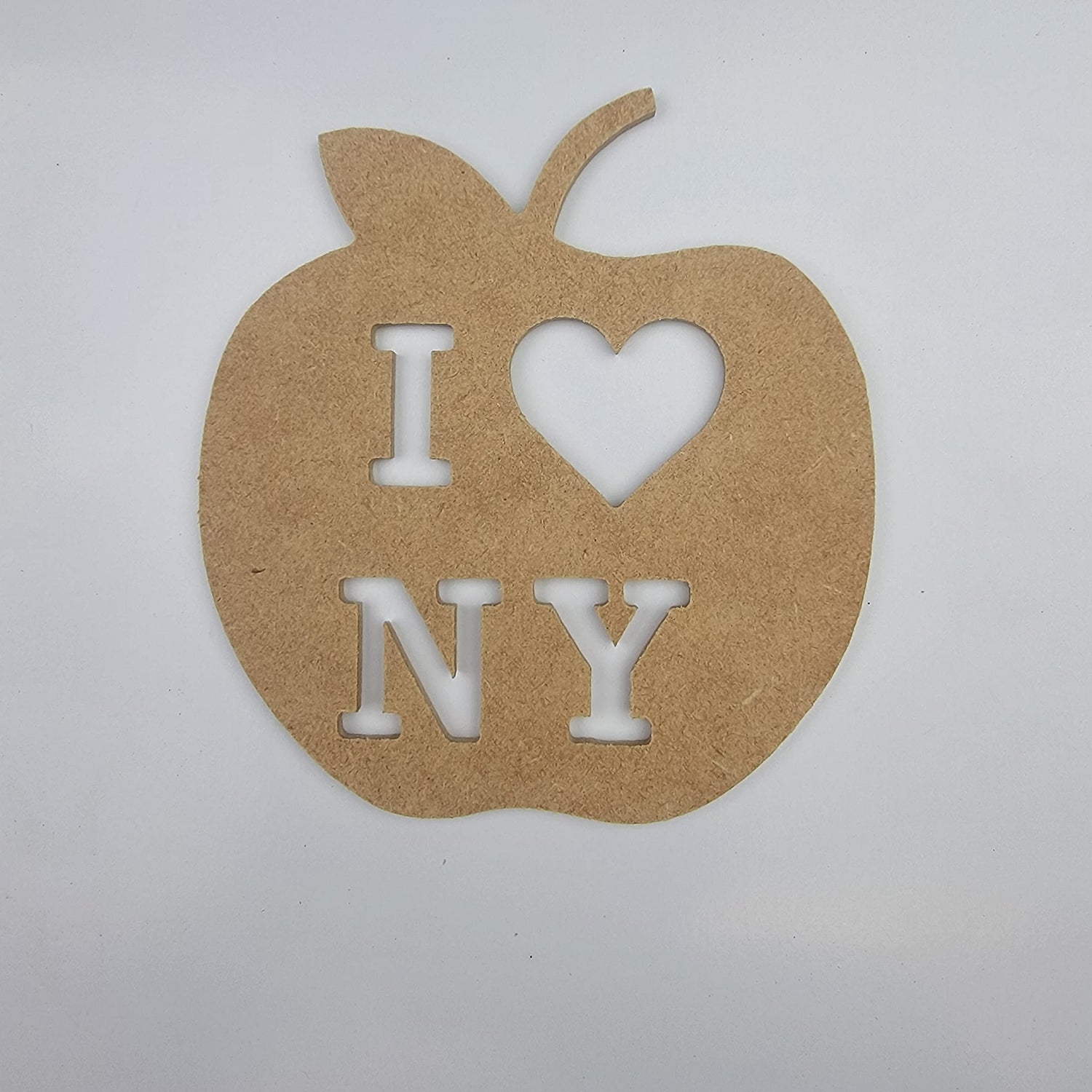 8" Love New York Apple, Unfinished MDF Art Shape by Wooden Craft Cutouts Wooden Craft Cutouts