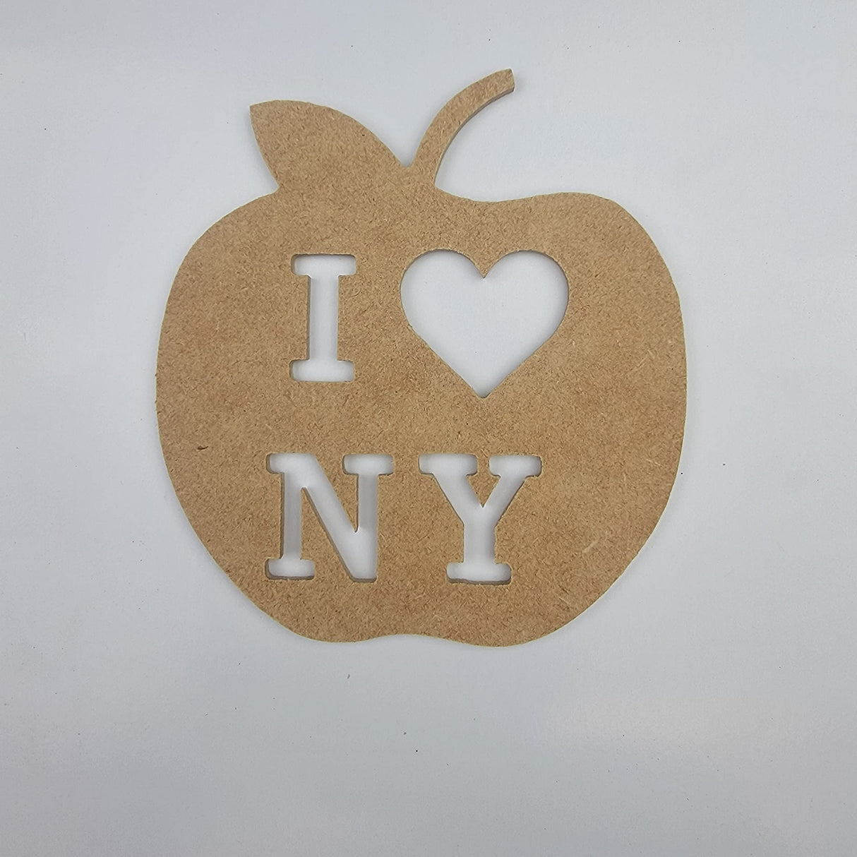 8" Love New York Apple, Unfinished MDF Art Shape by Wooden Craft Cutouts Wooden Craft Cutouts