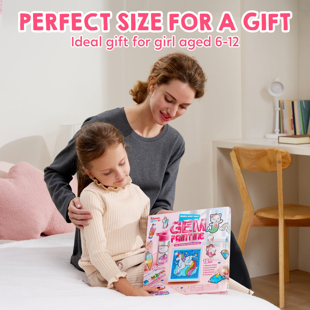 Gem Art, Kids Diamond Painting Kit with 5D Gem, Arts and Crafts for Girls Ages 6-12, Gem Craft Activities Kits, Premium Diamond Art Gift Ideas for Klever Kits