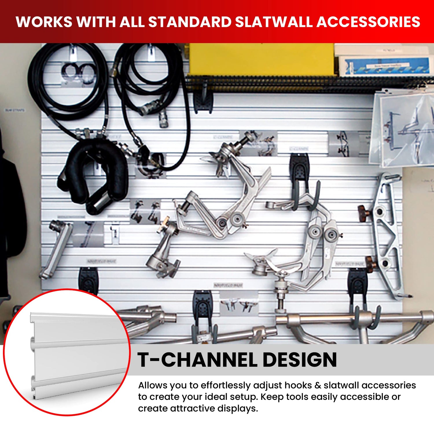 DLDIRECT DiamondLife Aluminum Slatwall Panel Garage Wall Organizer Heavy Duty Wall Mounted Slat Wall Rack, Interlocking Paneling for Garage Wall Slat DLDIRECT