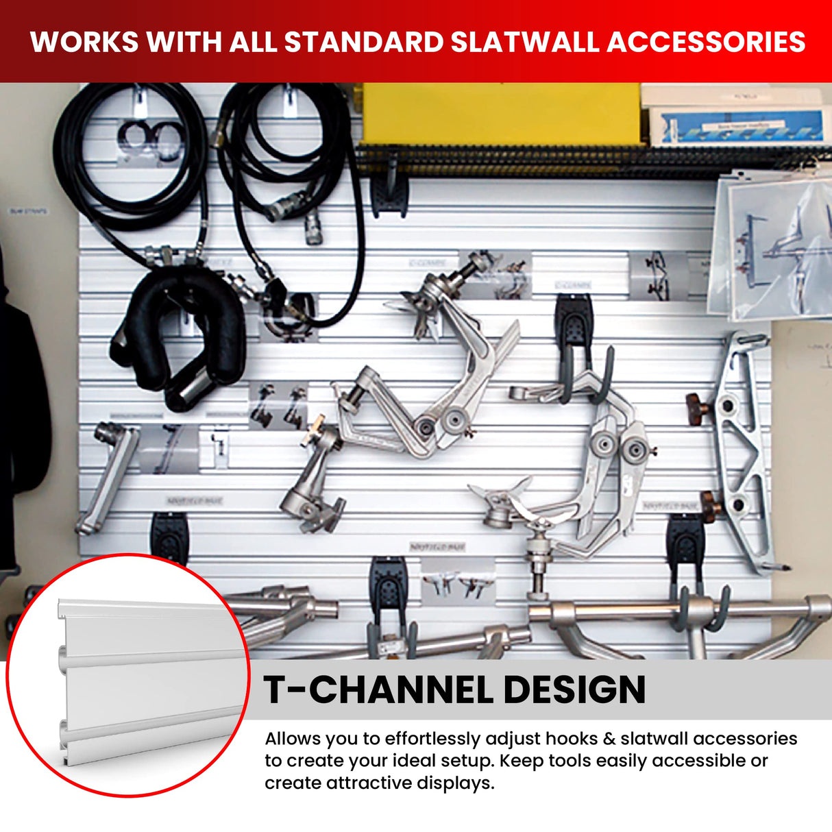 DLDIRECT DiamondLife Aluminum Slatwall Panel Garage Wall Organizer Heavy Duty Wall Mounted Slat Wall Rack, Interlocking Paneling for Garage Wall Slat DLDIRECT