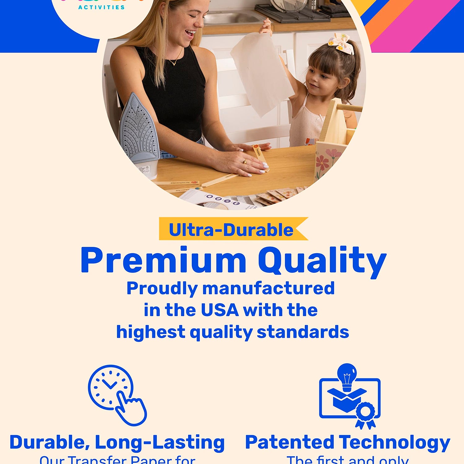 NuFun Activities Printable Iron-on Heat Transfer Paper for Wood, 5 Sheets 8.5 x 11 inch, Long Lasting, Durable, Professional Quality, Easy DIY, NuFun Activities