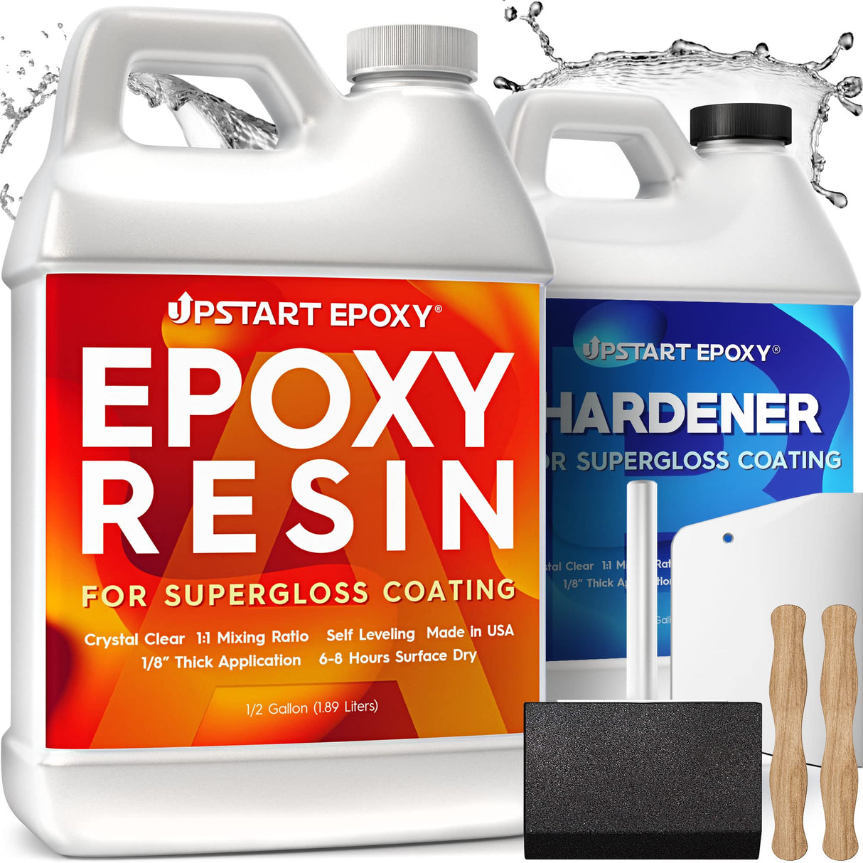 Upstart Epoxy Resin Kit DIY - Made in USA - Ultra Crystal Clear 2 Part Formulation - Perfect Casting Resin for Counter, Table Top, Wood Bar Top, Art, Upstart Epoxy