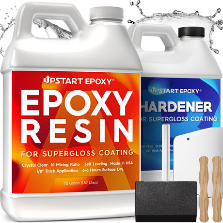 Upstart Epoxy Resin Kit DIY 2 Part Formulation - Made in USA - Perfect Casting Resin for Counter, Table Top, Wood Bar Top, Art, Craft, Jewelry & More Upstart Epoxy