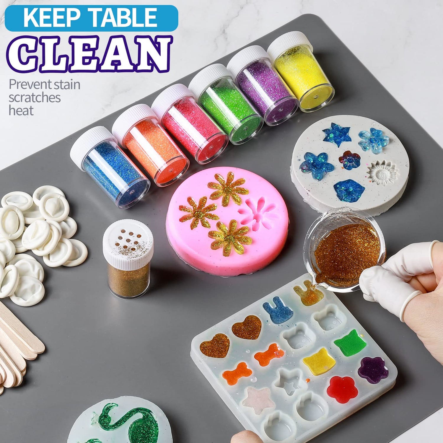 LEORBO Silicone Mat, 2 Pack Silicone Mats for Resin, 15.7"x 11.7" Silicone Sheets for Resin Molds, Silicone Mats for Crafts, Resin Paint Clay Mat, LEOBRO