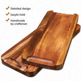 5 Pack Solid Acacia Wood Serving Trays, 14 x 5.5 Inches Rectangular Wooden Serving Board for Food Appetizer Serving Tray Plates for Vegetables Fruit Roowest