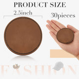 30 Pcs Blank Leather Hat Patches with Adhesive Round Laserable Leatherette Patch Brown Faux Leather Patches Glowforge Laser Supplies for Hats, Dunzy
