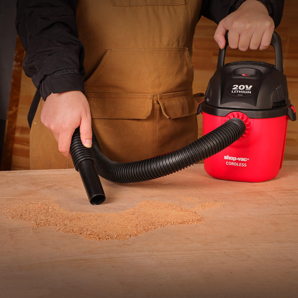 Shop-Vac Wet Dry Cordless Vacuum Cleaner, 8.0 Peak Kpa Cordless Vacuum Cleaner with Collapsible Handle Wall Bracket & Multifunctional Attachments, Shop-Vac