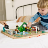 Melissa & Doug 17-Piece Wooden Take-Along Tabletop Railroad, 3 Trains, Truck, Play Pieces, Bridge - Wooden Train Sets For Kids Ages 3+ Melissa & Doug