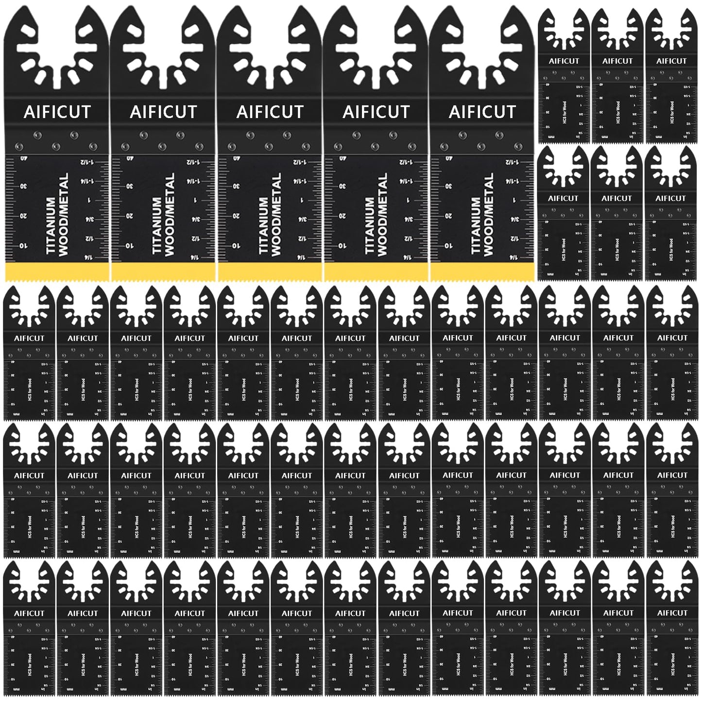 AIFICUT 50pcs Wood Plastics Metal Multitool Blades Titanium oscillating Saw Blades Quick Release Fit Dewalt Tools Bosch Porter Cable Black & Decker - WoodArtSupply