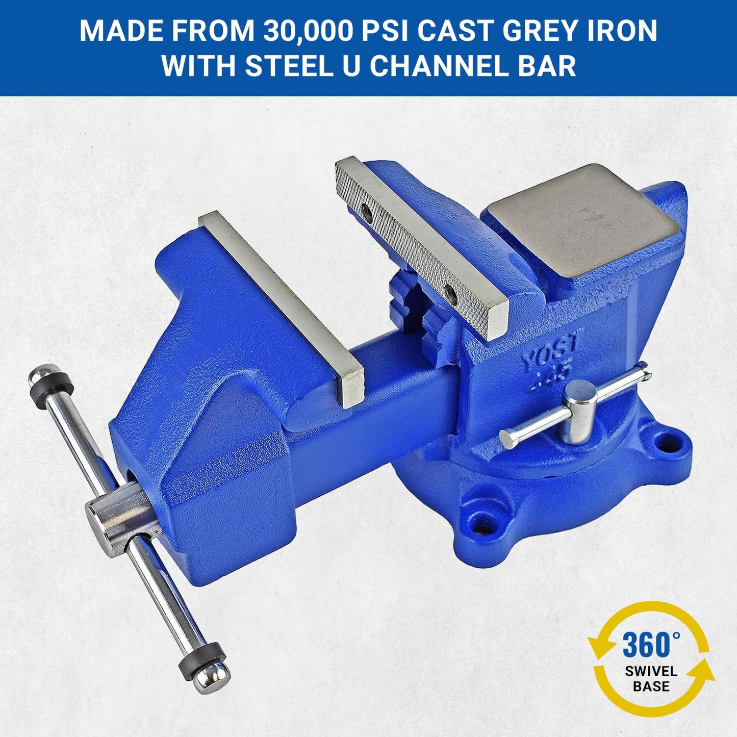 Yost Vises 445 Combination Vise | 4.5 Inch Jaw Width Utility Pipe and Bench Vise |Secure Grip with Swivel Base and Large Pipe Jaw Capacity | Made - WoodArtSupply