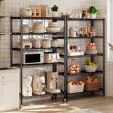 REIBII Wire Shelving Rack with Wheels Storage Shelves with Wheels 73.6" H Metal Shelving Unit Load 1750LBS Adjustable 5 Tier Metal Shelves for REIBII