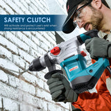 ENEACRO 1-1/4 Inch SDS-Plus 13 Amp Heavy Duty Rotary Hammer Drill, Safety Clutch 4 Functions with Vibration Control Including Grease, Chisels and ENEACRO