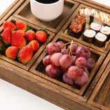 Yangbaga Rustic Wooden Serving Trays with Handle - Set of 7 Rectangular Platters for Entertaining, Breakfast, Coffee Table, Home Decor Yangbaga