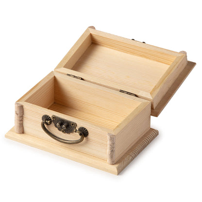 ArtMinds 5” Unfinished Wooden Box with Handle by Make Market - Ready-To-Decorate Wood Box for Trinkets, Coins, Jewlery, Valuables - Bulk 8 Pack - WoodArtSupply