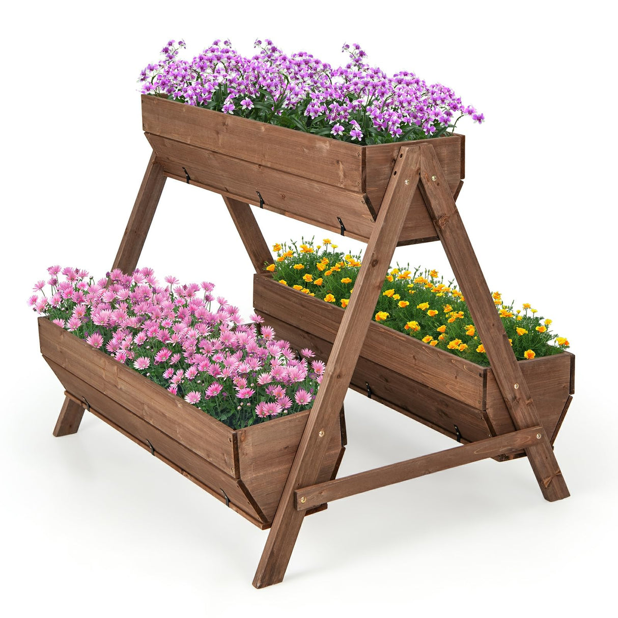 CLEEMAN Vertical Raised Garden Bed, Tiered Wooden Flower Bed with 3 Planter Boxes and 6 Drainage Holes for Vegetable, Flower, Fruit, Indoor Outdoor CLEEMAN