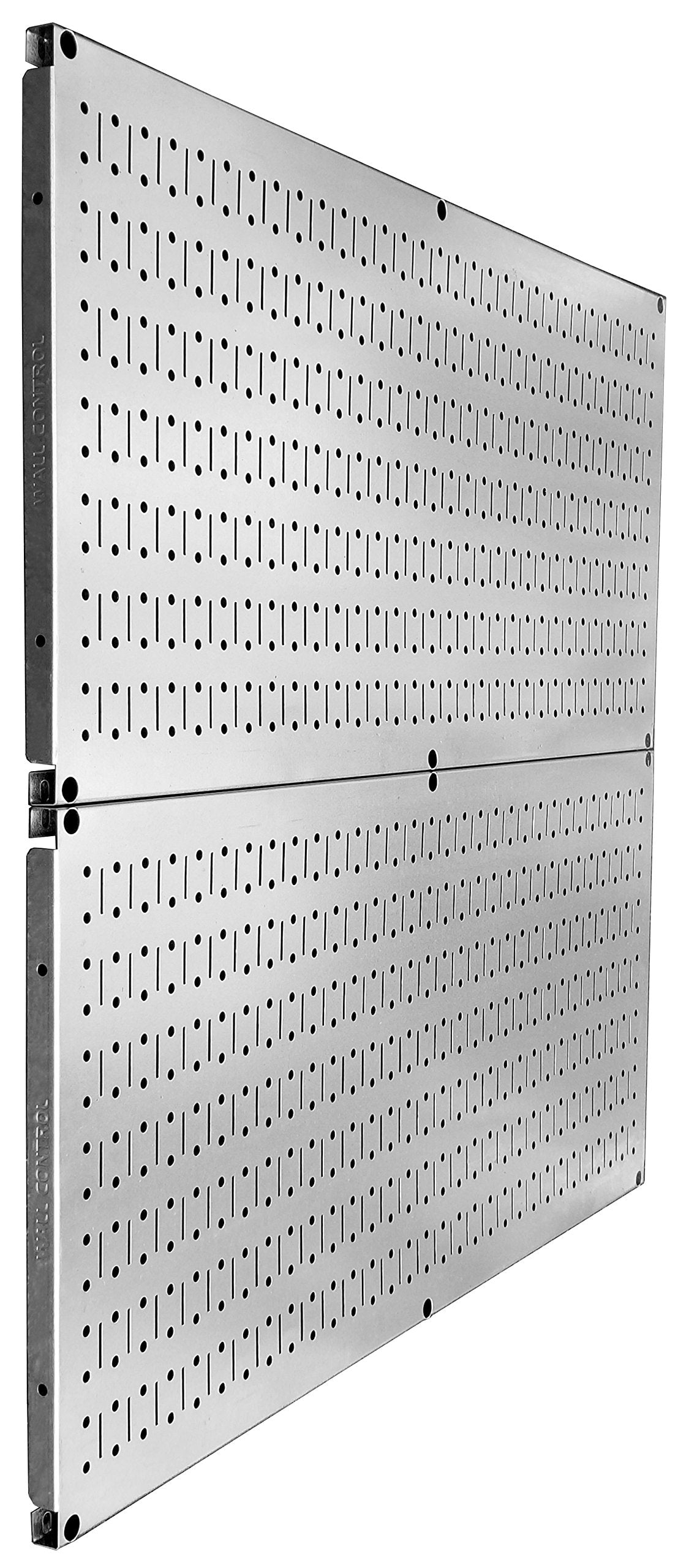 Wall Control Pegboard Rack Garage Storage Galvanized Steel Horizontal Peg Board Pack - Two 32-Inch x 16-Inch Shiny Metallic Metal Peg Board Tool Wall Control