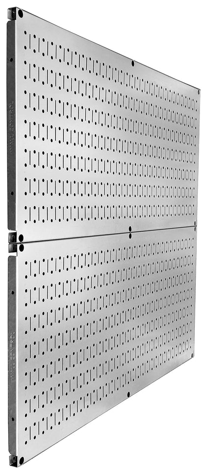 Wall Control Pegboard Rack Garage Storage Galvanized Steel Horizontal Peg Board Pack - Two 32-Inch x 16-Inch Shiny Metallic Metal Peg Board Tool - WoodArtSupply