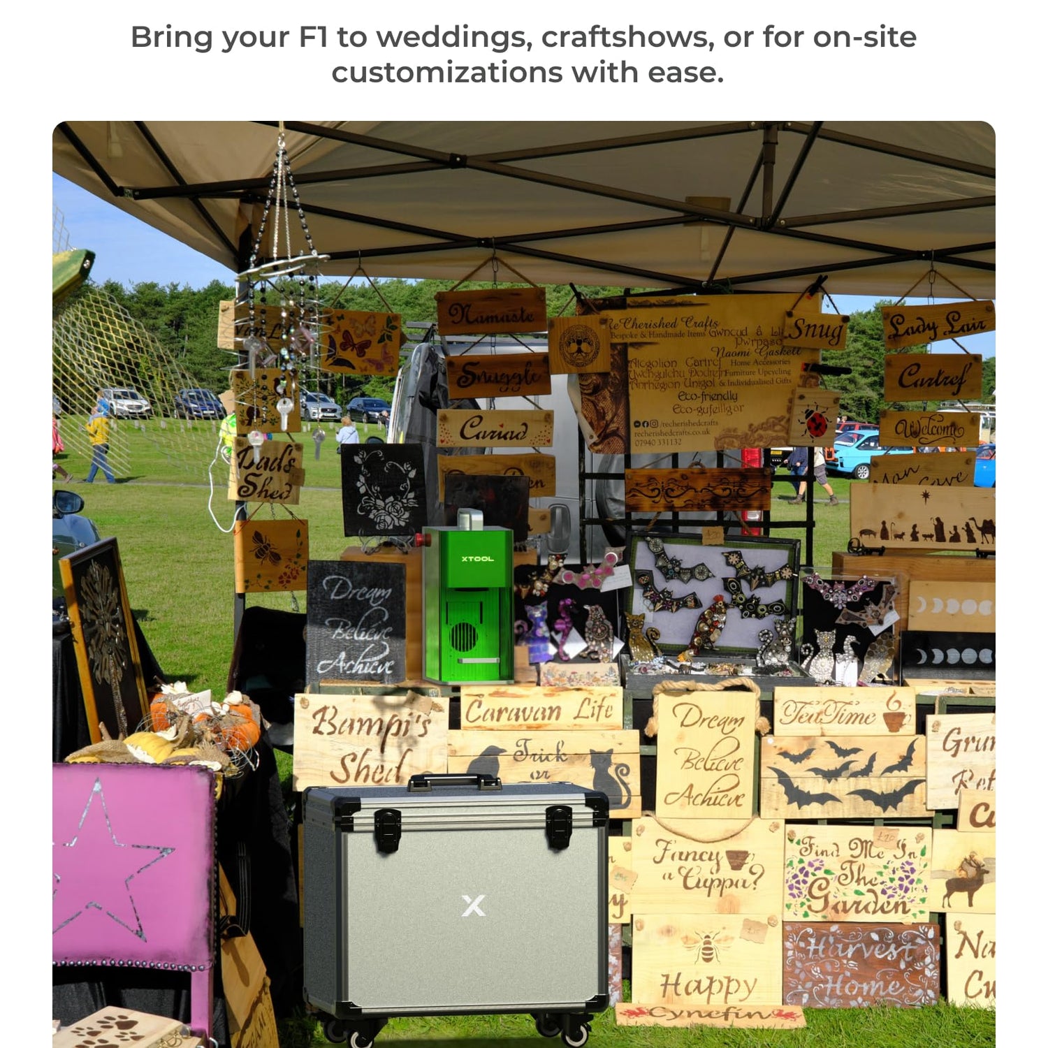 xTool F1 Rolling Hard Case for F1 Craftshow, Shockproof Shell and Embedded Foam Protect F1 Laser Machine, Retractable Handle and Omni-directional xTool