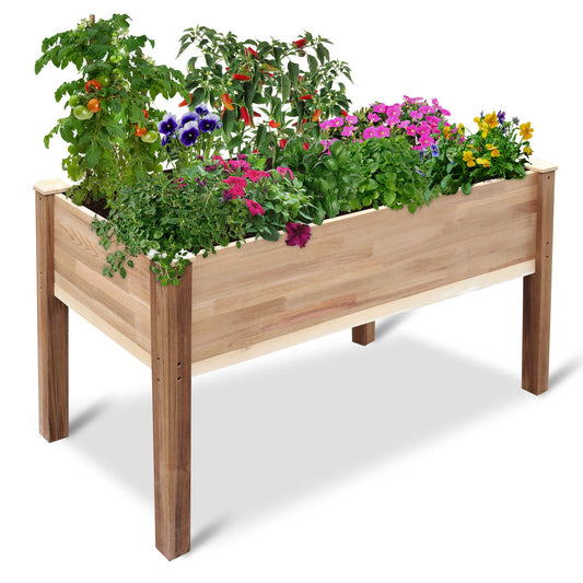 Jumbl Raised Canadian Cedar Garden Bed | Elevated Wood Planter for Growing Fresh Herbs, Vegetables, Flowers, Succulents & Other Plants at Home | - WoodArtSupply