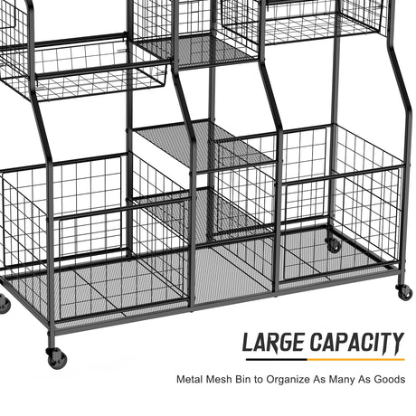Garage Sports Equipment Organizer, Ball Storage Rack, Garage Organizer System, Indoor/Outdoor Sports Rack, Rolling Sports Ball Storage Cart with LUMAMU