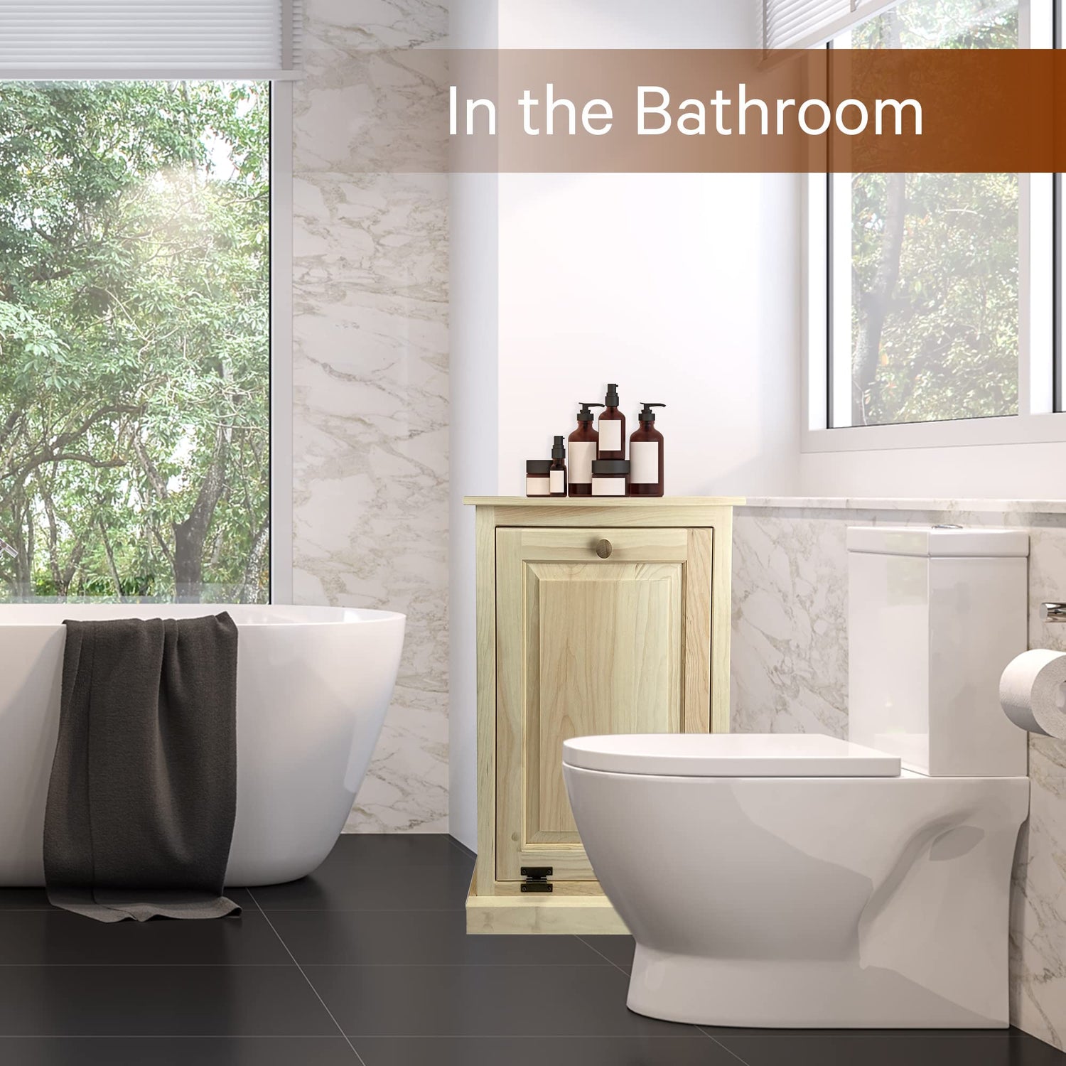 Peaceful Classics Tilt Out Trash Cabinet Without Drawer - Wooden Pull Out Cabinet, Decorative Trash Bin Cabinet for Kitchen, Bedroom, & Home Patio, Peaceful Classics