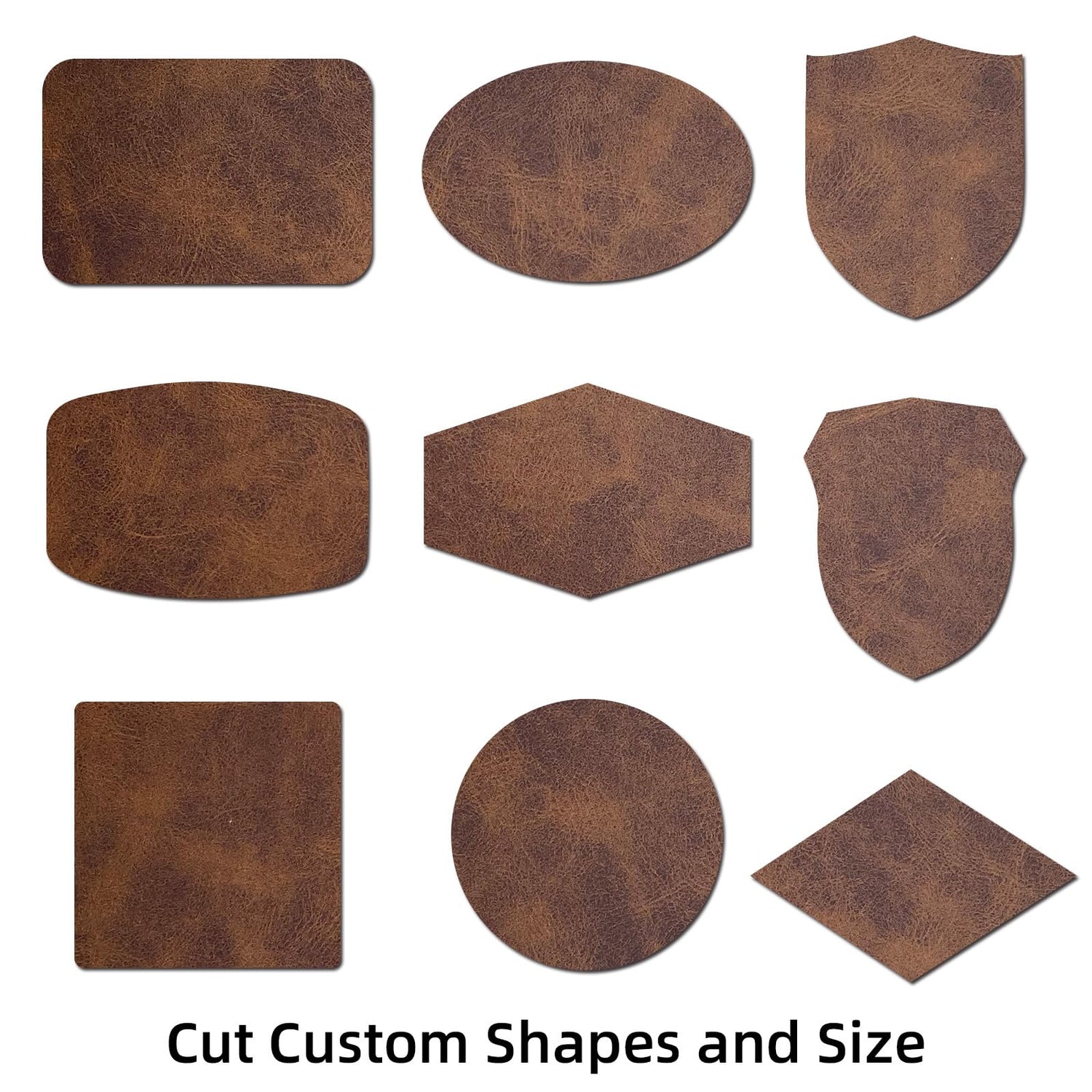 5 Large Pieces Laser Engraving Leatherette Patches,Heat Press Faux Leather Sheets,Blank Chestnut Brown Leather Patches with Adhesive Iron-on for Cut TWIG