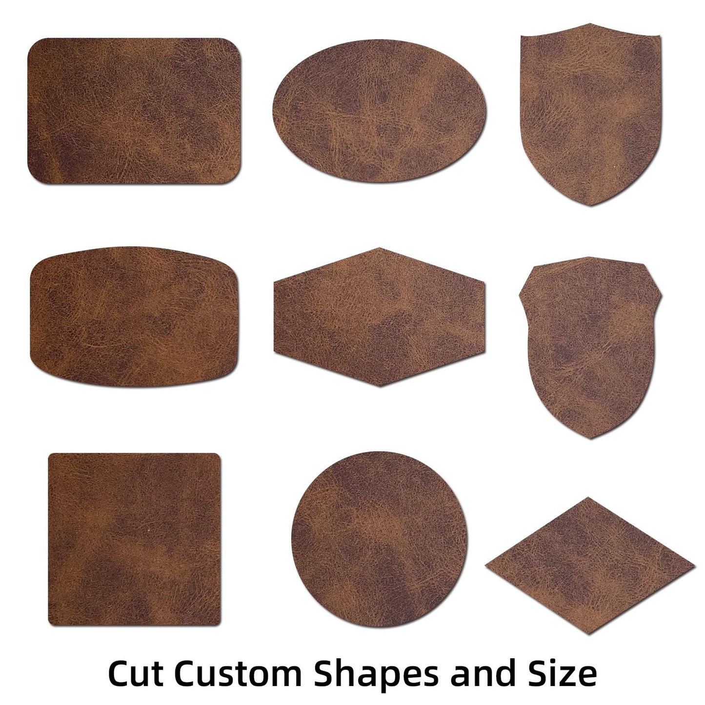 5 Large Pieces Laser Engraving Leatherette Patches,Heat Press Faux Leather Sheets,Blank Chestnut Brown Leather Patches with Adhesive Iron-on for Cut - WoodArtSupply