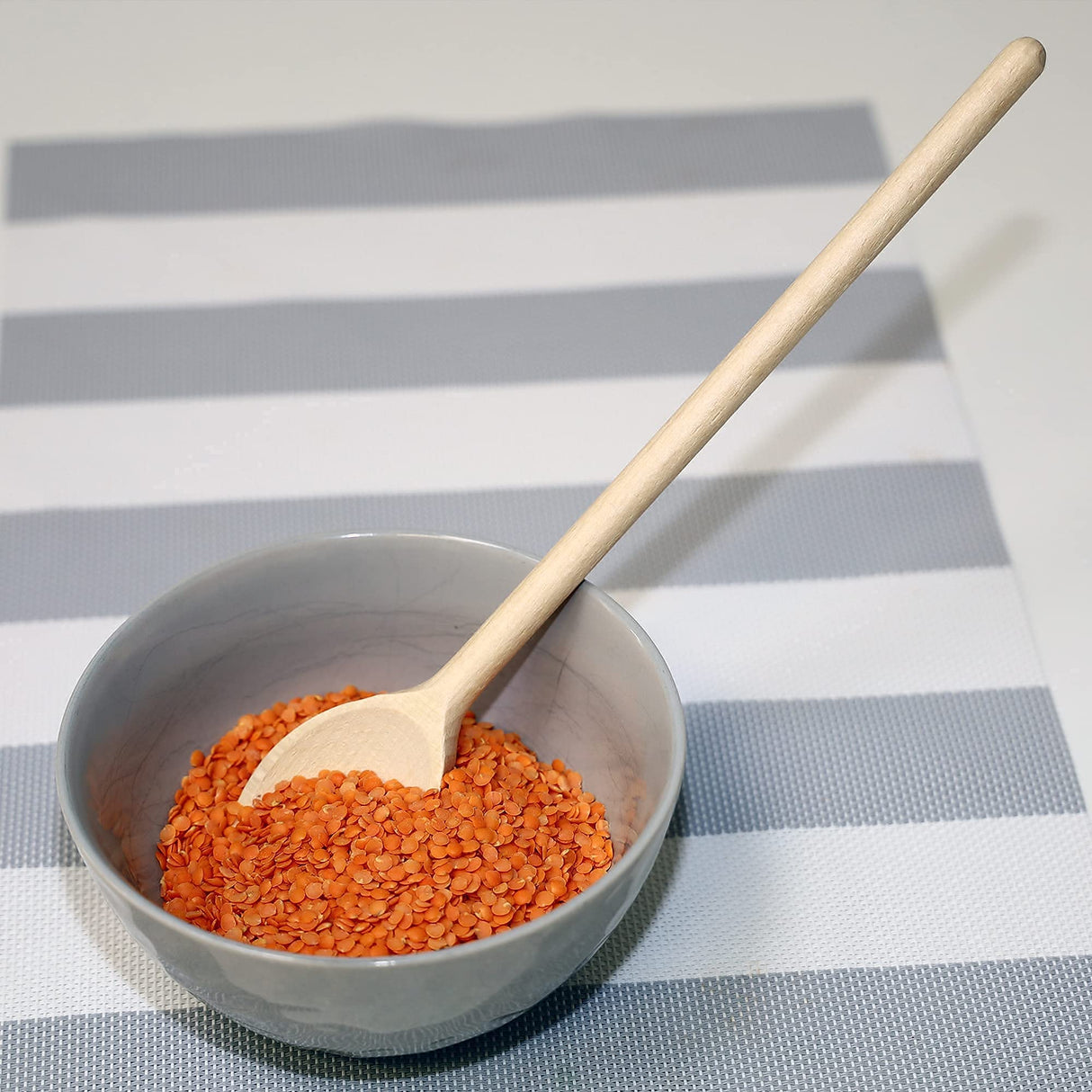 BICB Oval Wooden Spoons for Cooking, Pack of 6 (12-Inch Long) Solid Natural Beechwood Cookware for Stirring, Mixing, Tasting, Serving Food, Craft, BICB