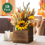 Dandat 18 Set Wood Cube Planter Box Square Wood Vase Rustic Cube Planter Box with Removable Plastic Liner Floral Foam Blocks for Centerpieces Home Dandat