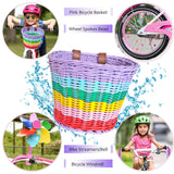 Bicycle Basket for Girls, Adjustable Front Handlebar Bike Basket with Bike Streamers Set Bell/Bicycle Windmill/Bicycle Wheel Beads DIY Bike Boltigen
