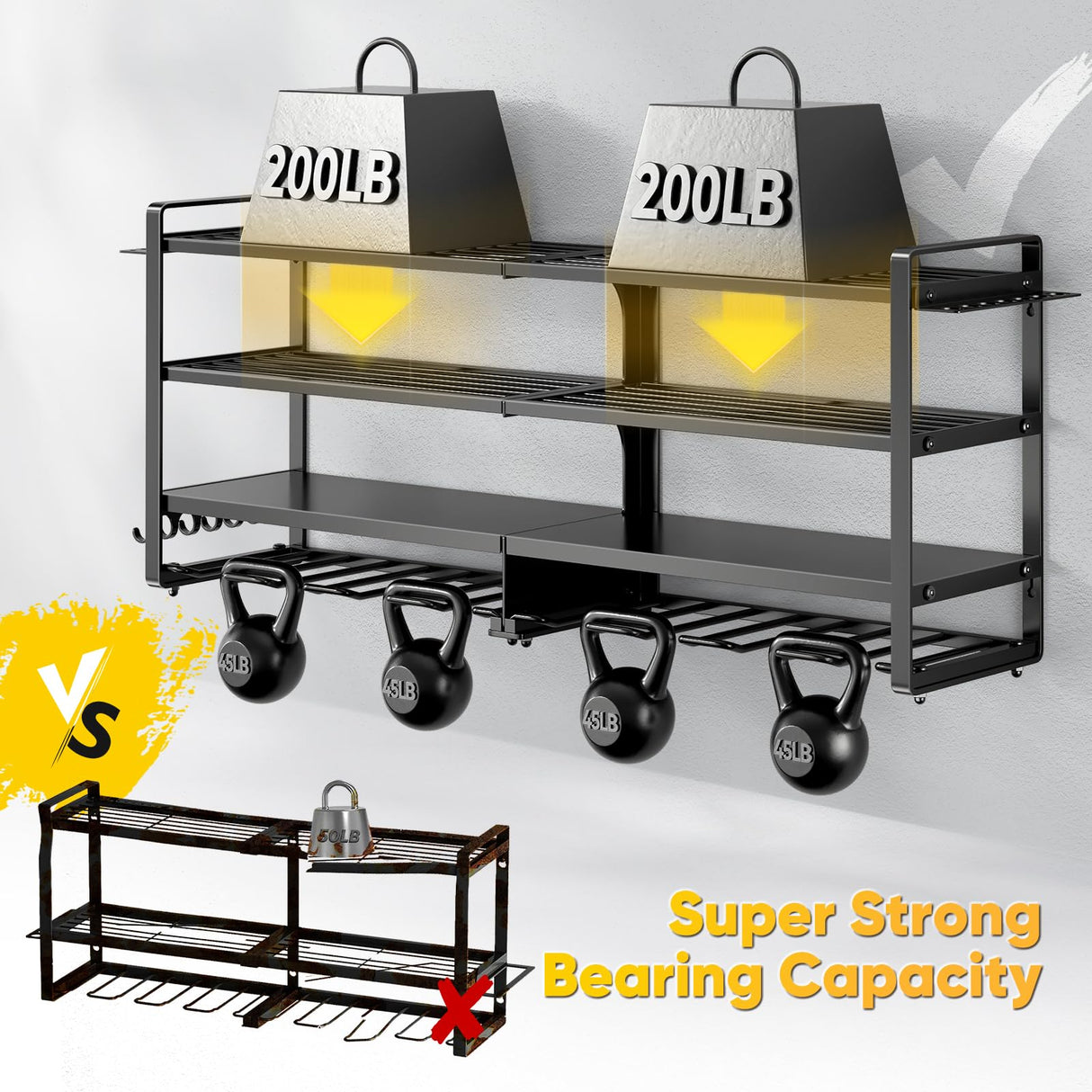 POKIPO Large Power Tool Organizer Wall Mount, Heavy Duty Widen Drill Holder, 4 Layers Cordless Tool Storage Rack, Utility Racks Shelf for Garage POKIPO